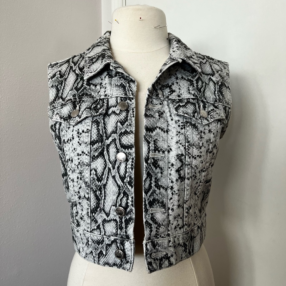 Alexander Wang Cropped Denim Python Vest
